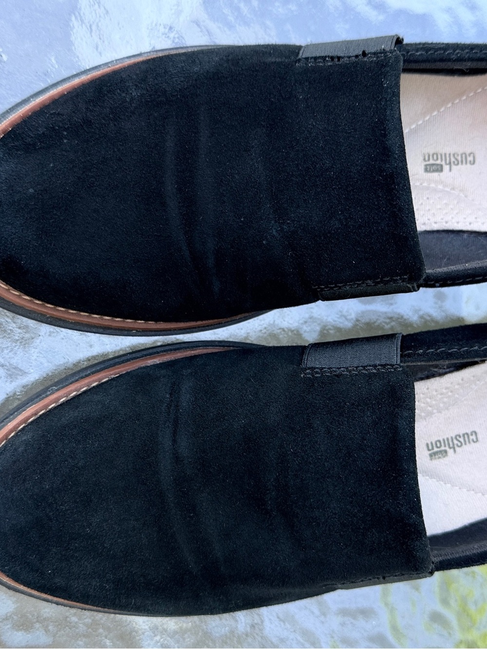 Clarks Women's Black Suede Slip-On Loafers